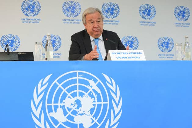 UN Secretary-General Antonio Guterres attends groundbreaking ceremony in Nairobi NAIROBI, KENYA - MAY 11: United Nations Secretary-General Antonio Guterres attends the groundbreaking ceremony for a new 340 million dollar complex at the United Nations headquarters in Nairobi, Kenya, on May 11, 2026. Guterres and Ruto laid the foundation stone for a new conference facility and inaugurated modern office buildings as part of one of the UN’s largest infrastructure investments in Africa outside peacekeeping operations. Lucas Mukasa Anadolu Nairobi Kenya. Editorial use only. Please get in touch for any other usage.  Copyright: x2026xAnadoluxLucasxMukasax