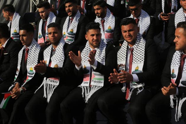 Mass wedding held for Palestinian couples in Gaza City Palestinians take part in a mass wedding ceremony for Palestinian brides and grooms organized by the Turkish Humanitarian Relief Foundation (IHH) in Gaza City on May 11, 2026. The mass wedding was held as part of a humanitarian initiative aimed at supporting 50 grooms who are sons of Palestinians killed during the war, amid difficult humanitarian and economic conditions in the Gaza Strip. Photo by Bilal Osama apaimages Gaza city Gaza Strip Palestinian Territory 110526_Gaza_BO_02(42) Copyright: xapaimagesxBilalxOsamax xapaimagesx