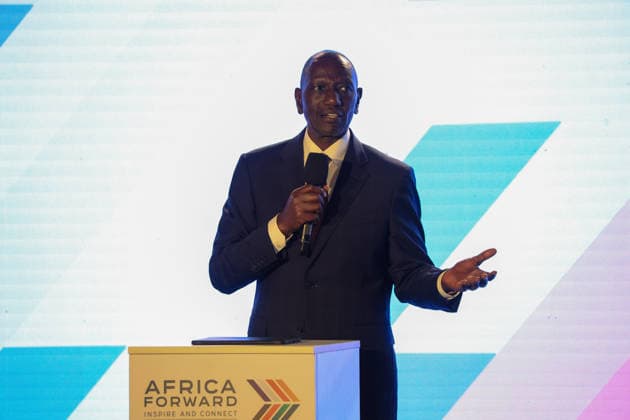 Africa Forward Summit in Kenya NAIROBI, KENYA - MAY 11: French President Emmanuel Macron (not seen) and Kenyan President William Ruto participate in a panel on culture during the Africa Forward Summit in Nairobi, Kenya, on May 11, 2026. Lucas Mukasa Anadolu Nairobi Kenya. Editorial use only. Please get in touch for any other usage.  Copyright: x2026xAnadoluxLucasxMukasax