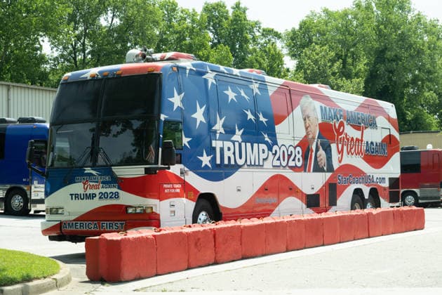 May 11, 2026, Atlanta, Georgia, USA: The Ã¢â‚¬ËœMake America Great Again - Trump 2028Ã¢â‚¬â ¢ tour bus mysteriously being prepared for an upcoming Donald Trump campaign stop. The tour bus was spotted at a facility in Atlanta, Georgia. Atlanta USA  - ZUMAo124 20260511_znp_o124_001 Copyright: xChristopherxOquendox
