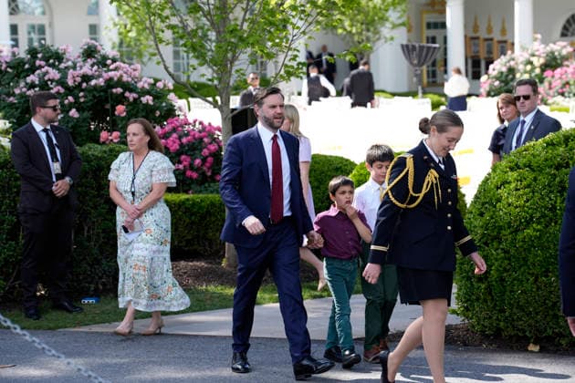 Donald Trump hosts Indiana University Football Champions - Washington US Vice President JD Vance arrives to welcome the 2026 College National Football Champions, Indiana University to the White House during a ceremony on the south lawn on May 11, 2026 in Washington, DC. Photo by Yuri Gripas ABACAPRESS.COM Washington DC United States  Copyright: xPool ABACAx