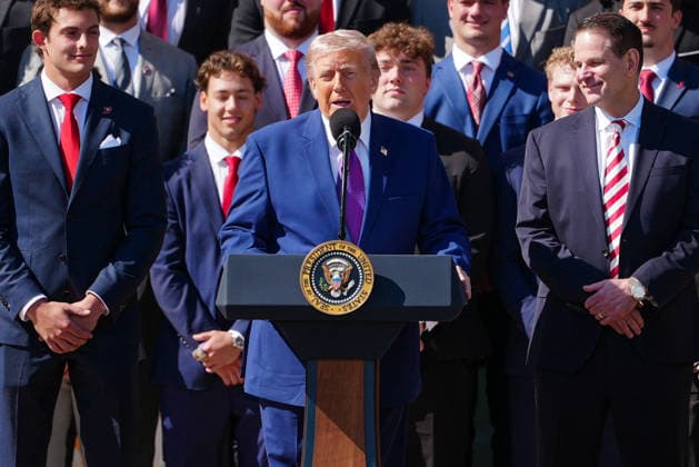DC: President Trump hosts 2026 National Football Champions Indiana University President Donald Trump speaks during an event hosting the 2026 National Football Champions Indiana University on the South Lawn of The White House in Washington D.C., on Monday, May 11, 2026. (Photo by Aaron Schwartz Pool ABACAPRESS.COM) Washington District of Columbia United States  Copyright: xPool ABACAx