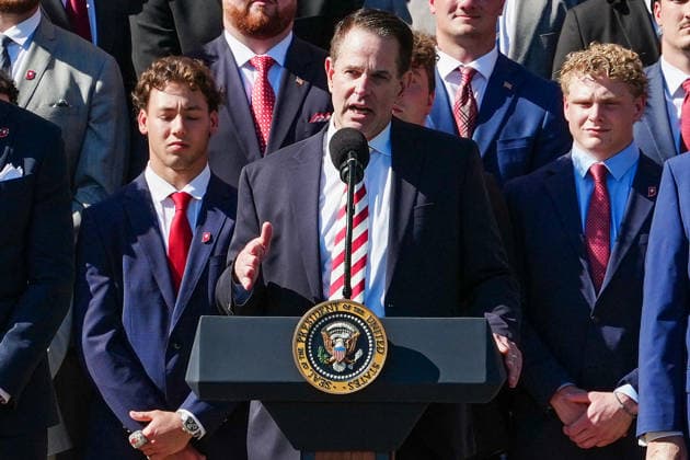 DC: President Trump hosts 2026 National Football Champions Indiana University Indiana University head coach Curt Cignetti during an event hosting the 2026 National Football Champions Indiana University on the South Lawn of The White House in Washington D.C., on Monday, May 11, 2026. (Photo by Aaron Schwartz Pool ABACAPRESS.COM) Washington District of Columbia United States  Copyright: xPool ABACAx