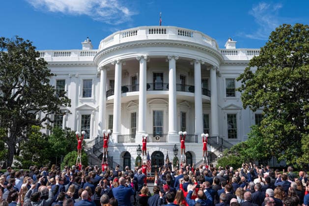 DC: President Trump hosts 2026 National Football Champions Indiana University Indiana University cheerleaders perform during an event hosting the 2026 National Football Champions Indiana University on the South Lawn of The White House in Washington D.C., on Monday, May 11, 2026. Washington District of Columbia United States  Copyright: xPool ABACAx