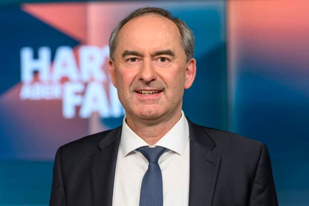 in the picture from l Hubert Aiwanger Free Voters Deputy Bavarian Minister President, GER, Berlin, hart aber fair Polittalk, TV, format, with presenter Louis Klamroth, Das Erste, The topic More than music How political is the ESC 11 05 2026, Copyright: HMBxMedia UwexKoch