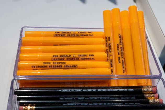 May 11, 2026, New York, New York, USA: Highlighters and pencils at The Donald J. Trump and Jeffrey Epstein Memorial Reading Room, which holds 3,437 volumes of the released and partially redacted Epstein files. Visitors may access the Tribeca, Manhattan installation by appointment. Organizers state that the intention of The Reading Room is to keep public attention on the crimes of Epstein and the Epstein class, challenge the Trump administrationÃ¢â‚¬â ¢s attempts to bury them, and to support survivors as they seek justice. Resources for sexual assault survivors are available on site as are a timeline of Epstein and President Trump s relationship, information about contacting the Department of Justice, a place to share reflections and a candl - ZUMAr174 20260511_znp_r174_005 Copyright: xGinaxMxRandazzox
