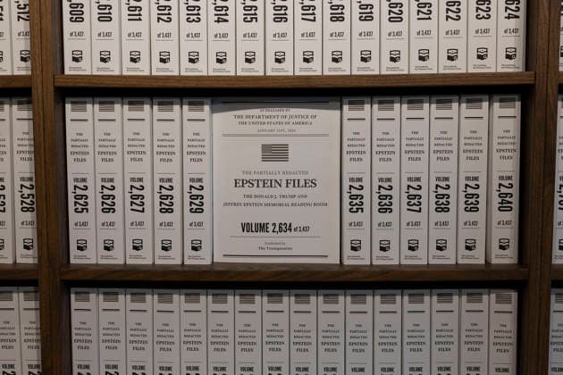 May 11, 2026, New York, New York, USA: The Donald J. Trump and Jeffrey Epstein Memorial Reading Room holds 3,437 volumes of the released and partially redacted Epstein files and visitors may access the Tribeca, Manhattan installation by appointment. Organizers state that the intention of The Reading Room is to keep public attention on the crimes of Epstein and the Epstein class, challenge the Trump administrationâ€⠢s attempts to bury them, and to support survivors as they seek justice. Resources for sexual assault survivors are available on site as are a timeline of Epstein and President Trump s relationship, information about contacting the Department of Justice, a place to share reflections and a candlelight tribute. New York USA - ZUMAr174 20260511_znp_r174_009 Copyright: xGinaxMxRandazzox