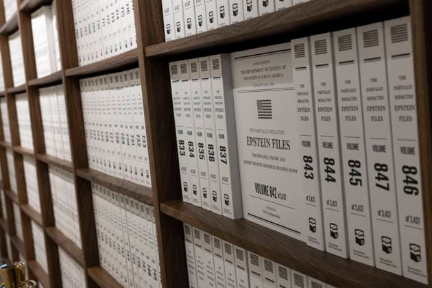 May 11, 2026, New York, New York, USA: The Donald J. Trump and Jeffrey Epstein Memorial Reading Room holds 3,437 volumes of the released and partially redacted Epstein files and visitors may access the Tribeca, Manhattan installation by appointment. Organizers state that the intention of The Reading Room is to keep public attention on the crimes of Epstein and the Epstein class, challenge the Trump administrationÃ¢â‚¬â ¢s attempts to bury them, and to support survivors as they seek justice. Resources for sexual assault survivors are available on site as are a timeline of Epstein and President Trump s relationship, information about contacting the Department of Justice, a place to share reflections and a candlelight tribute. New York USA - ZUMAr174 20260511_znp_r174_028 Copyright: xGinaxMxRandazzox