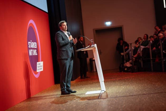 Federal Minister of Finance Lars Klingbeil addresses the Federal Congress DGB Federal Congress 2026 in Berlin German Trade Union Confederation, Berlin Berlin Germany Hotel Estrel