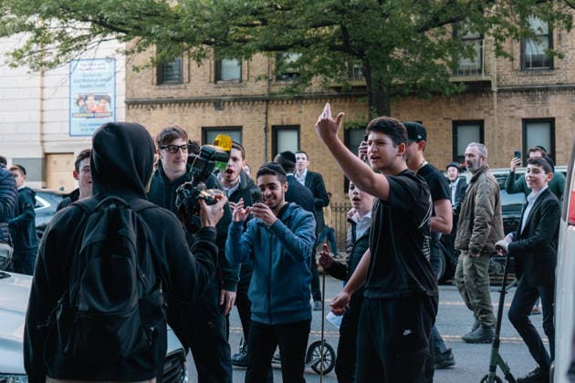 New York, NY May 11: Pro-Palestinian demonstrators and pro-Zionist counter protesters clashed in the Midwood neighborhood of Brooklyn during a protest against an Israeli real estate event accused by organizers of promoting the sale of Palestinian land in the occupied West Bank on May 11, 2026. Credit: Xavier Diaz USA - ZUMAa123 20260512_zaa_a123_005 Copyright: xAdMediax