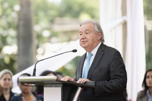 Groundbreaking ceremony for U.N. hall in Nairobi U.N. Secretary General Antonio Guterres speaks during a groundbreaking ceremony for a new 1,600-seat conference hall at the U.N. office in Nairobi on May 11, 2026.  A14AA0005543316P