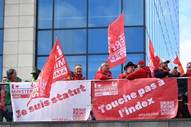 National demonstration 12 05 2026 BRUSSELS, BELGIUM - MAY 12 : National demonstration organised by trade unions and citizens groups in Brussels against rising energy prices and the Arizona government s social reforms on May 12, 2026 in Brussels, Belgium, 12 05 2026 Brussels Belgium  Copyright: xDidierxLebrunx
