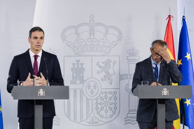 Sánchez receives the Director General of the WHO The President of the Government, Pedro Sánchez i , receives the Director General of the World Health Organization WHO , Tedros Adhanom d , at the Moncloa Palace, on May 12, 2026, in Madrid Spain The meeting aims to jointly assess progress in the management of the hantavirus crisis that has affected passengers and crew of the cruise ship MV Hondius 12 MAY 2026 Carlos Lujá Madrid Madrid Madrid Spain  Copyright: xCarlosxLujanx 7516551