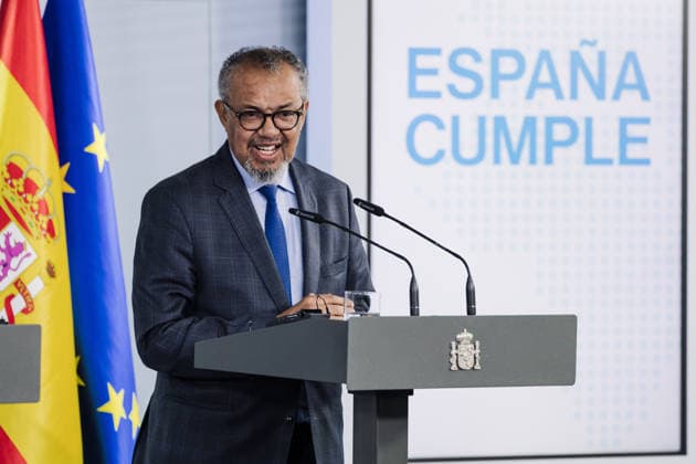 Sánchez receives the Director General of the WHO The Director General of the World Health Organization, Tedros Adhanom, during a press conference with the President of the Government, Pedro Sánchez, at the Moncloa Palace, on May 12, 2026, in Madrid Spain The meeting aims to jointly assess progress in the management of the hantavirus crisis that has affected passengers and crew of the MV Hondius 12 MAY 2026 Carlos Lujá Madrid Madrid Madrid Spain  Copyright: xCarlosxLujanx 7516603
