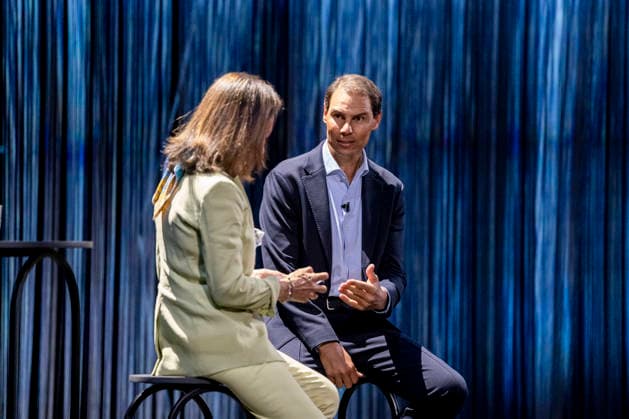 Ana Botín and Rafa Nadal participate in the closing of the solidarity program Euros de tu Nómina The President of Banco Santander, Ana Botín, and the tennis player Rafa Nadal, during the closing of its solidarity program Euros de tu Nómina, on May 12, 2026, in Madrid Spain The event is marked by the commemoration of the 20th anniversary of this initiative 12 MAY 2026 A Pé Madrid Madrid Madrid Spain  Copyright: xA.xPÃ rezxMecax 7517315