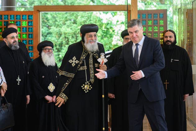 Zagreb: President of the Republic Zoran Milanovic received Pope Tawadros II. The President of the Republic of Croatia, Zoran Milanovic, received in the Office of the President His Holiness Tawadros II, Pope of Alexandria and Patriarch of the See of St. Mark in Zagreb, Croatia, on May 12 2026.  DavorxPuklavec PIXSELL