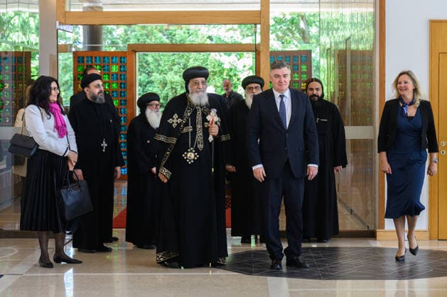 Zagreb: President of the Republic Zoran Milanovic received Pope Tawadros II. The President of the Republic of Croatia, Zoran Milanovic, received in the Office of the President His Holiness Tawadros II, Pope of Alexandria and Patriarch of the See of St. Mark in Zagreb, Croatia, on May 12 2026.  DavorxPuklavec PIXSELL