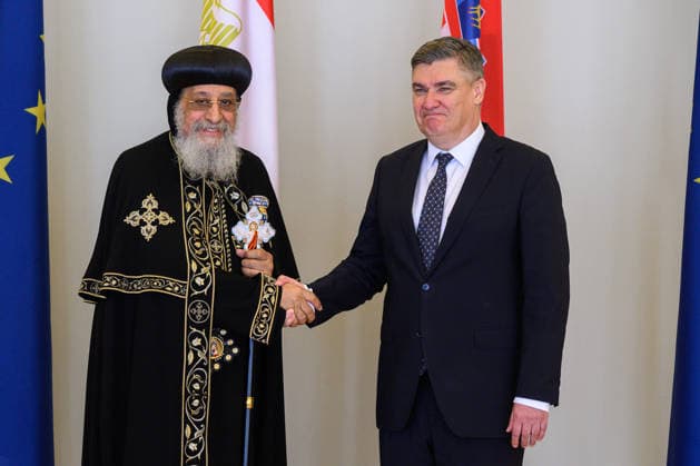 Zagreb: President of the Republic Zoran Milanovic received Pope Tawadros II. The President of the Republic of Croatia, Zoran Milanovic, received in the Office of the President His Holiness Tawadros II, Pope of Alexandria and Patriarch of the See of St. Mark in Zagreb, Croatia, on May 12 2026.  DavorxPuklavec PIXSELL