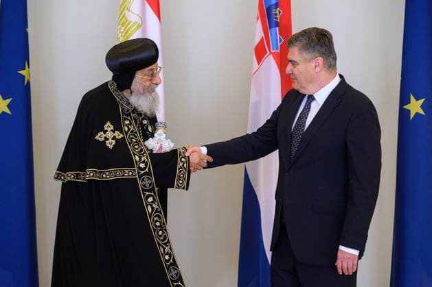 Zagreb: President of the Republic Zoran Milanovic received Pope Tawadros II. The President of the Republic of Croatia, Zoran Milanovic, received in the Office of the President His Holiness Tawadros II, Pope of Alexandria and Patriarch of the See of St. Mark in Zagreb, Croatia, on May 12 2026.  DavorxPuklavec PIXSELL
