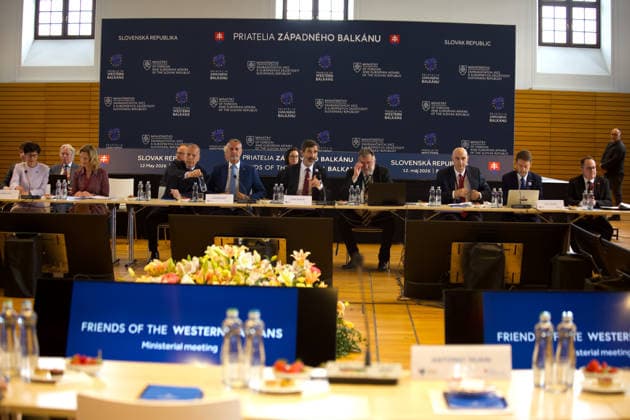 Slovakia hosts ministerial meeting of the Friends of the Western Balkans BRATISLAVA, SLOVAKIA - MAY 12: The ministerial meeting of the Friends of the Western Balkans group at Bratislava Castle in Bratislava, Slovakia on May 12, 2026. The event brings together foreign ministers of the member states of the Friends of the Western Balkans group (Slovakia, Czechia, Greece, Croatia, Austria, Slovenia and Italy) and representatives of the Western Balkans (Albania, Bosnia and Herzegovina, Montenegro, Kosovo, North Macedonia and Serbia), along with the European Commissioner for Enlargement, Marta Kos. Zuzana Gogova Anadolu Bratislava Slovakia. Editorial use only. Please get in touch for any other usage.  Copyright: x2026xAnadoluxZuzanaxGogovax