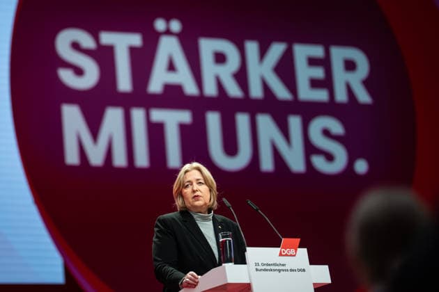 Federal Minister of Labor Bärbel Bas SPD speaks at the DGB Federal Congress in Berlin DGB Federal Congress 2026 in Berlin German Trade Union Confederation, Berlin Berlin Germany Hotel Estrel
