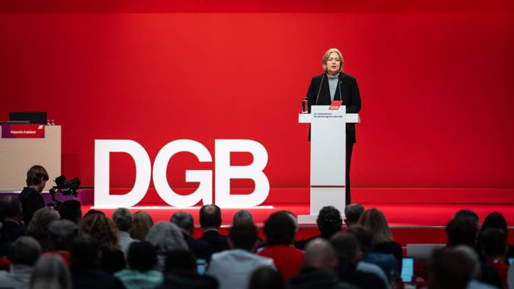 Federal Minister of Labor Bärbel Bas SPD speaks at the DGB Federal Congress in Berlin DGB Federal Congress 2026 in Berlin German Trade Union Confederation, Berlin Berlin Germany Hotel Estrel