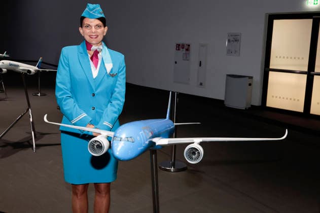 Aircraft of Lufthansa subsidiary ITA Airways with flight attendant at the Annual General Meeting of Deutsche Lufthansa AG at Messe Frankfurt, Hall 5 1 Congress Center Frankfurt, 12 05 2026 Foto:xR.xSchmiegeltx xFuturexImagex lufthansa_6539