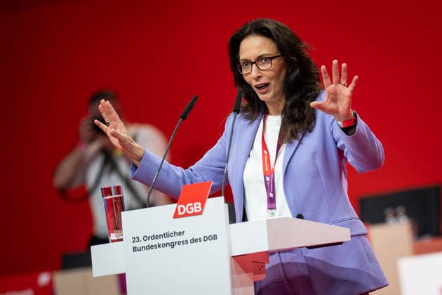 Yasmin Fahimi, re-elected DGB Chairwoman DGB Federal Congress 2026 in Berlin German Trade Union Confederation, Berlin Berlin Germany Hotel Estrel