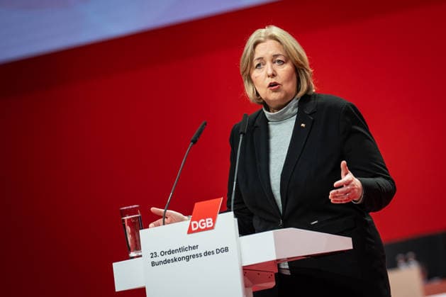 Federal Minister of Labor Bärbel Bas SPD speaks at the DGB Federal Congress in Berlin DGB Federal Congress 2026 in Berlin German Trade Union Confederation, Berlin Berlin Germany Hotel Estrel