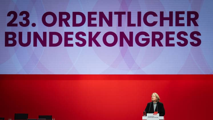 Federal Minister of Labor Bärbel Bas SPD speaks at the DGB Federal Congress in Berlin DGB Federal Congress 2026 in Berlin German Trade Union Confederation, Berlin Berlin Germany Hotel Estrel