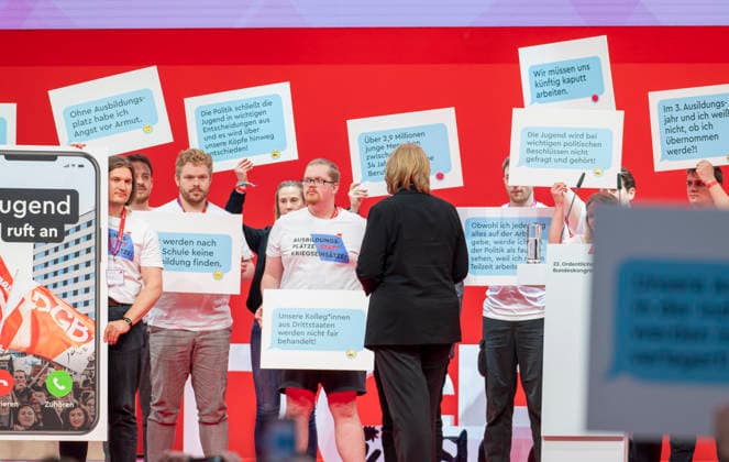 Bärbel Bas at the DGB EUR, Germany, Berlin, 12 05 2026 Jugend ruf an Talk with Bärbel Bas SPD , Federal Minister of Labor and Social Affairs at the 23 DGB Federal Congress