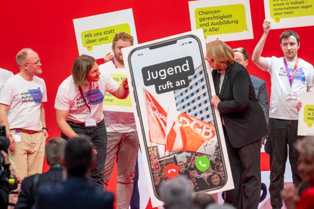 Bärbel Bas at the DGB EUR, Germany, Berlin, 12 05 2026 Jugend ruf an Talk with Bärbel Bas SPD , Federal Minister of Labor and Social Affairs at the 23 DGB Federal Congress