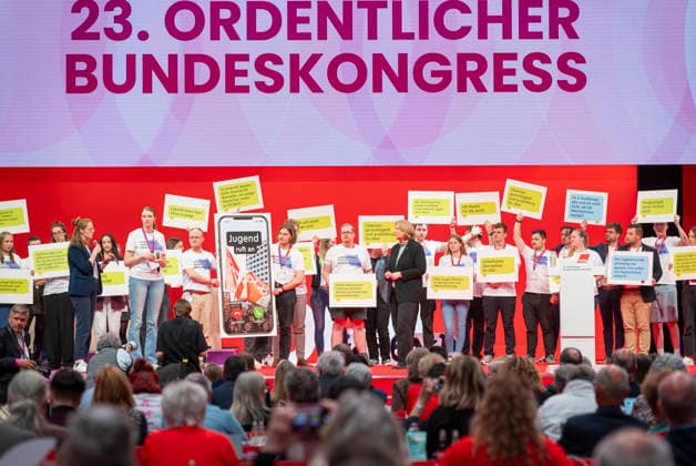 Bärbel Bas at the DGB EUR, Germany, Berlin, 12 05 2026 Jugend ruf an Talk with Bärbel Bas SPD , Federal Minister of Labor and Social Affairs at the 23 DGB Federal Congress