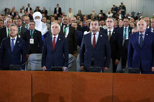 Angolan President Joao Lourenco, at the Palais de la Nation in Algiers Algerian Minister of Energy and Mines, Mohamed Arkab C , attends a session with members of both chambers, the Assemblee populaire nationale APN and the Conseil de la Nation chambre haute du Parlement senat , during the Angolan presidents visit to the Palais de la Nation in Algiers, Algeria, May 12, 2026 Angolan President Joao Lourenco, makes a two-day visit to Algeria Photo By Billel Bensalem APP Alger Algeria Copyright: xAlgÃ riexPressexPhotosxAPPxBillelxBensalemx xAPPx IMG_2223