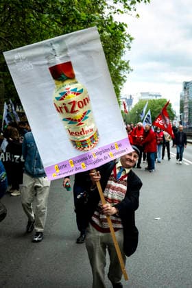 May 12, 2026, Brussels, Brussels, Belgium: For the sixth time since 2025, the three major labour unions have managed to rally their members for a national strike and demonstration. Together with various organisations from different sectors, they have brought 50,000 people onto the streets of Brussels today..The protesters are angry about the reforms of Bart De Weverâ€⠢s federal government. Minister Jan Jambonâ€⠢s pension plans, in particular, are causing a great deal of anger. Various protesters spoke to us: â€oeWe feel robbed.â€Â..The demonstration also passed the American Embassy, where a striking number of people voiced their dissatisfaction with Trump and the US Ambassador to Belgium. ..The offices of the French-speakin - ZUMAr234 20260512_zip_r234_018 Copyright: xBobxReijndersx