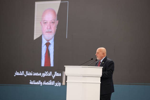 Syria and UAE hold Investment Forum in Damascus DAMASCUS, SYRIA - MAY 12: Syrian Minister of Economy Mohammad Nidal al-Shaar makes a speech during the second day of the first Syria-UAE Investment Forum at the People s Palace in Damascus, Syria, on May 12, 2026. The forum aims to strengthen economic and investment cooperation between Syria and the United Arab Emirates. Izz Aldien Alqasem Anadolu Damascus Syria. Editorial use only. Please get in touch for any other usage.  Copyright: x2026xAnadoluxIzzxAldienxAlqasemx