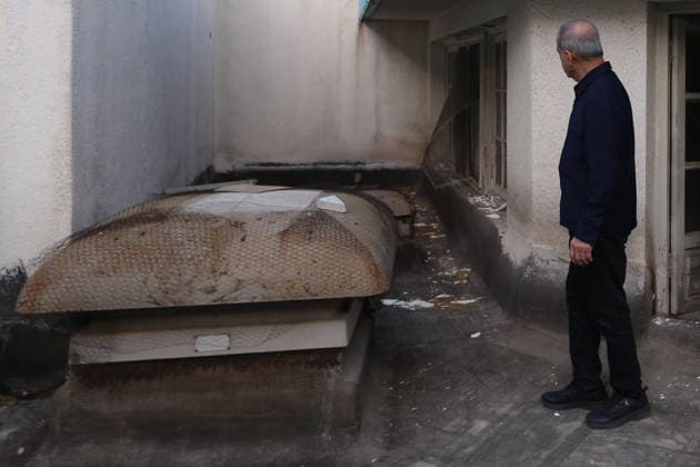 May 12, 2026, Tehran, Iran: Iranian President MASOUD PEZESHKIAN visits the damaged interiors of the Sa dabad Cultural and Historical Complex in Tehran. Since the start of the war, a senior Tehran cultural official said US and Israeli strikes have damaged at least 120 museums and cultural and historic sites nationwide. The Sa dabad Complex is an 80-hectare complex built by the Qajar and Pahlavi monarchs, located in Shemiran, Greater Tehran, Iran. Today, the official residence of the President of Iran is located adjacent to the complex. The complex includes natural forest, streets, qanats, galleries, mansions palaces, and museums. Tehran Iran - ZUMAi98_ 20260512_zih_i98_059 Copyright: xIranianxPresidencyx