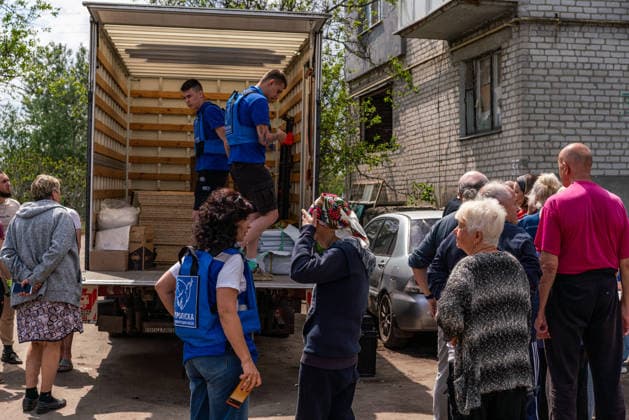 Aftermath of Russian drone attack in Kharkiv KHARKIV, UKRAINE - MAY 12: Aftermath of a drone attack in the city of Barvinkove in the Kharkiv region, Ukraine on May 12, 2026. More than 30 apartments were damaged, as the members of Proliska arrived at the location to help the residents affected by the attack. Carlo Bravo Anadolu Kharkiv Ukraine. Editorial use only. Please get in touch for any other usage.  Copyright: x2026xAnadoluxCarloxBravox
