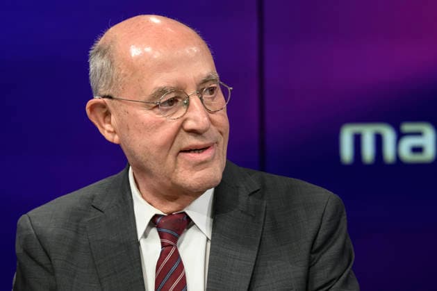 v l Gregor Gysi, Die Linke longtime parliamentary group leader , GER, Berlin, Studio, as a guest on Maischberger, political talk show, TV, format, with presenter Sandra Maischberger, Das Erste, from Adlershof Am Studio 20, 12 May 2026, Copyright: HMBxMedia UwexKoch