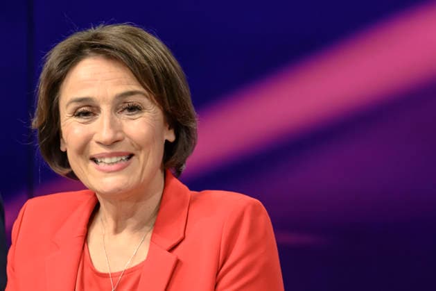 v l Sandra Maischberger, GER, Berlin, Studio, guest at - Maischberger, political talk show, TV, format, with presenter - Sandra Maischberger, Das Erste, from Adlershof - Am Studio 20, 12 May 2026, Copyright: HMBxMedia UwexKoch