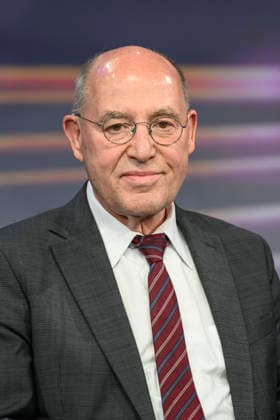 v l Gregor Gysi, Die Linke longtime parliamentary group leader , GER, Berlin, Studio, as a guest on Maischberger, political talk show, TV, format, with presenter Sandra Maischberger, Das Erste, from Adlershof Am Studio 20, 12 May 2026, Copyright: HMBxMedia UwexKoch