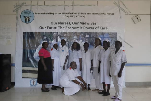 May 12, 2026, Juba, Ces Juba, South Sudan: Health officials, nurses, midwives, and students gather in Juba to commemorate International Nurses Day and International Day of the Midwife. Rev. Janet Michel said the government is working to improve salaries and conditions for health workers despite ongoing challenges. Officials also highlighted the shortage of nurses and midwives in South Sudan and praised their role as the backbone of the healthcare system .The celebration brought together the South Sudan Nurses and Midwives Association, government officials, students, and development partners including the United Nations Population Fund and Amref Health Africa. Juba South Sudan - ZUMAb132 20260512_zip_b132_003 Copyright: xSamirxBolx
