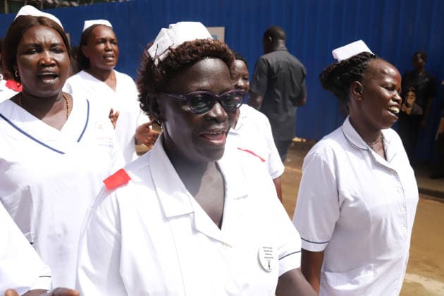 May 12, 2026, Juba, Ces Juba, South Sudan: Health officials, nurses, midwives, and students gather in Juba to commemorate International Nurses Day and International Day of the Midwife. Rev. Janet Michel said the government is working to improve salaries and conditions for health workers despite ongoing challenges. Officials also highlighted the shortage of nurses and midwives in South Sudan and praised their role as the backbone of the healthcare system .The celebration brought together the South Sudan Nurses and Midwives Association, government officials, students, and development partners including the United Nations Population Fund and Amref Health Africa. Juba South Sudan - ZUMAb132 20260512_zip_b132_006 Copyright: xSamirxBolx