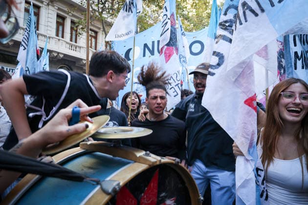 May 12, 2026, Buenos Aires, Buenos Aires, Argentina: Social, political, student and teacher organizations gathered nearby Plaza de Mayo in Buenos Aires, to demand that the Milei government comply with the University Funding Law and restore the salaries of both teaching and non-teaching staff. The underfunding plaguing the education sector is jeopardizing the operation of all national universities Buenos Aires Argentina - ZUMAa188 20260512_zip_a188_010 Copyright: xPaulaxAcunzox