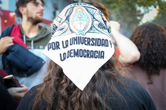 May 12, 2026, Buenos Aires, Buenos Aires, Argentina: Social, political, student and teacher organizations gathered nearby Plaza de Mayo in Buenos Aires, to demand that the Milei government comply with the University Funding Law and restore the salaries of both teaching and non-teaching staff. The underfunding plaguing the education sector is jeopardizing the operation of all national universities Buenos Aires Argentina - ZUMAa188 20260512_zip_a188_012 Copyright: xPaulaxAcunzox