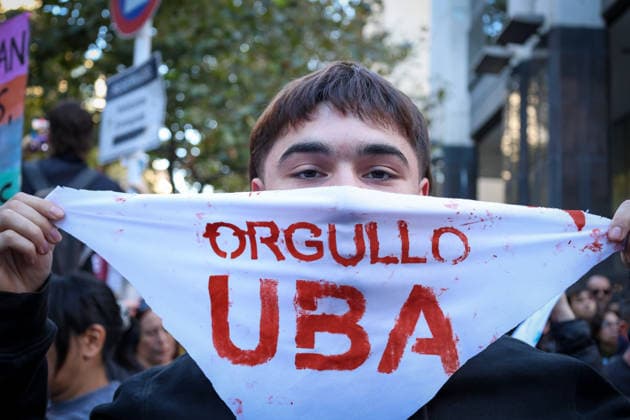 May 12, 2026, Buenos Aires, Buenos Aires, Argentina: Social, political, student and teacher organizations gathered nearby Plaza de Mayo in Buenos Aires, to demand that the Milei government comply with the University Funding Law and restore the salaries of both teaching and non-teaching staff. The underfunding plaguing the education sector is jeopardizing the operation of all national universities Buenos Aires Argentina - ZUMAa188 20260512_zip_a188_027 Copyright: xPaulaxAcunzox