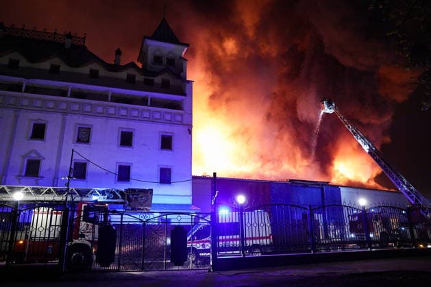 RUSSIA, MOSCOW - MAY 13, 2026: A view of the Izmailovo Kremlin hit by fire. Sofya Sandurskaya TASS  92388144