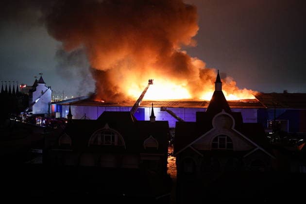 RUSSIA, MOSCOW - MAY 13, 2026: A view of the Izmailovo Kremlin hit by fire. Sofya Sandurskaya TASS  92389399