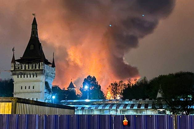 RUSSIA, MOSCOW - MAY 13, 2026: A view of the Izmailovo Kremlin hit by fire. Sergei Shakhidzhanyan TASS  92389739