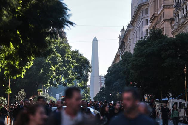 Nationwide march in defense of public university held in Buenos Aires BUENOS AIRES, ARGENTINA - MAY 12: A view of Obelisco de Buenos Aires as demonstrators carrying banners, flags, and signs demanding higher education funding and salary increases for professors and researchers march toward Plaza de Mayo during a nationwide demonstration, in Buenos Aires, Argentina, on May 12, 2026. Protesters demand the implementation of the University Funding Law, oppose budget cuts introduced by the government of Argentine President Javier Milei, and advocate for the protection of Argentina’s public university system amid the country’s economic crisis and austerity measures. Luciano Gonzalez Anadolu Buenos Aires Argentina. Editorial use only. Please get  Copyright: x2026xAnadoluxLucianoxGonzalezx
